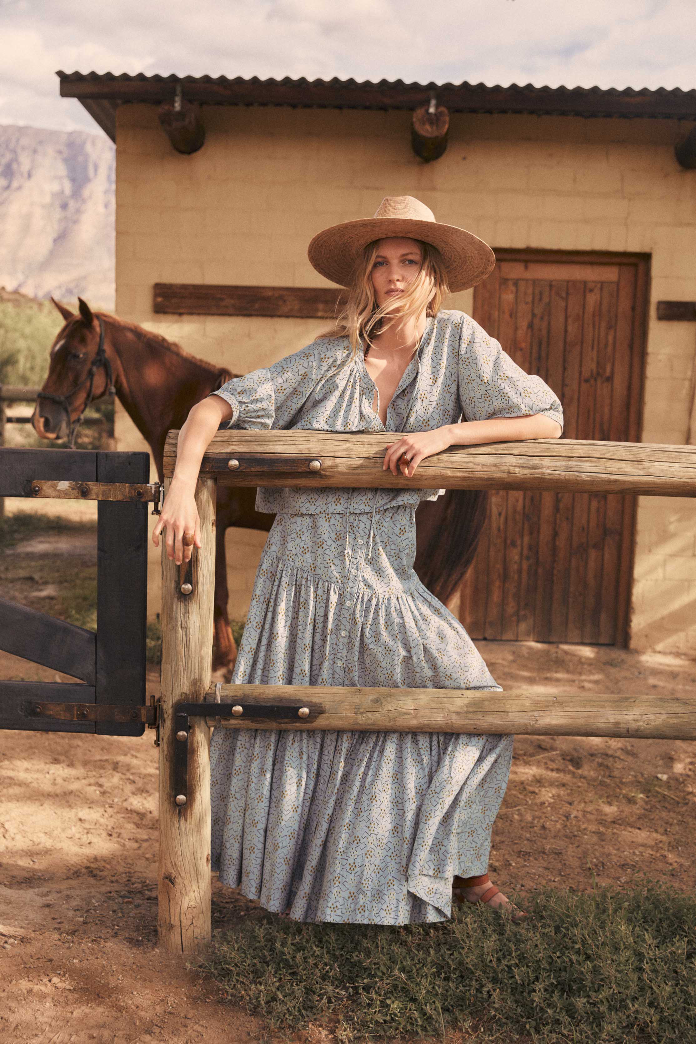 Peasant Skirt (Blue Bodhi Print)