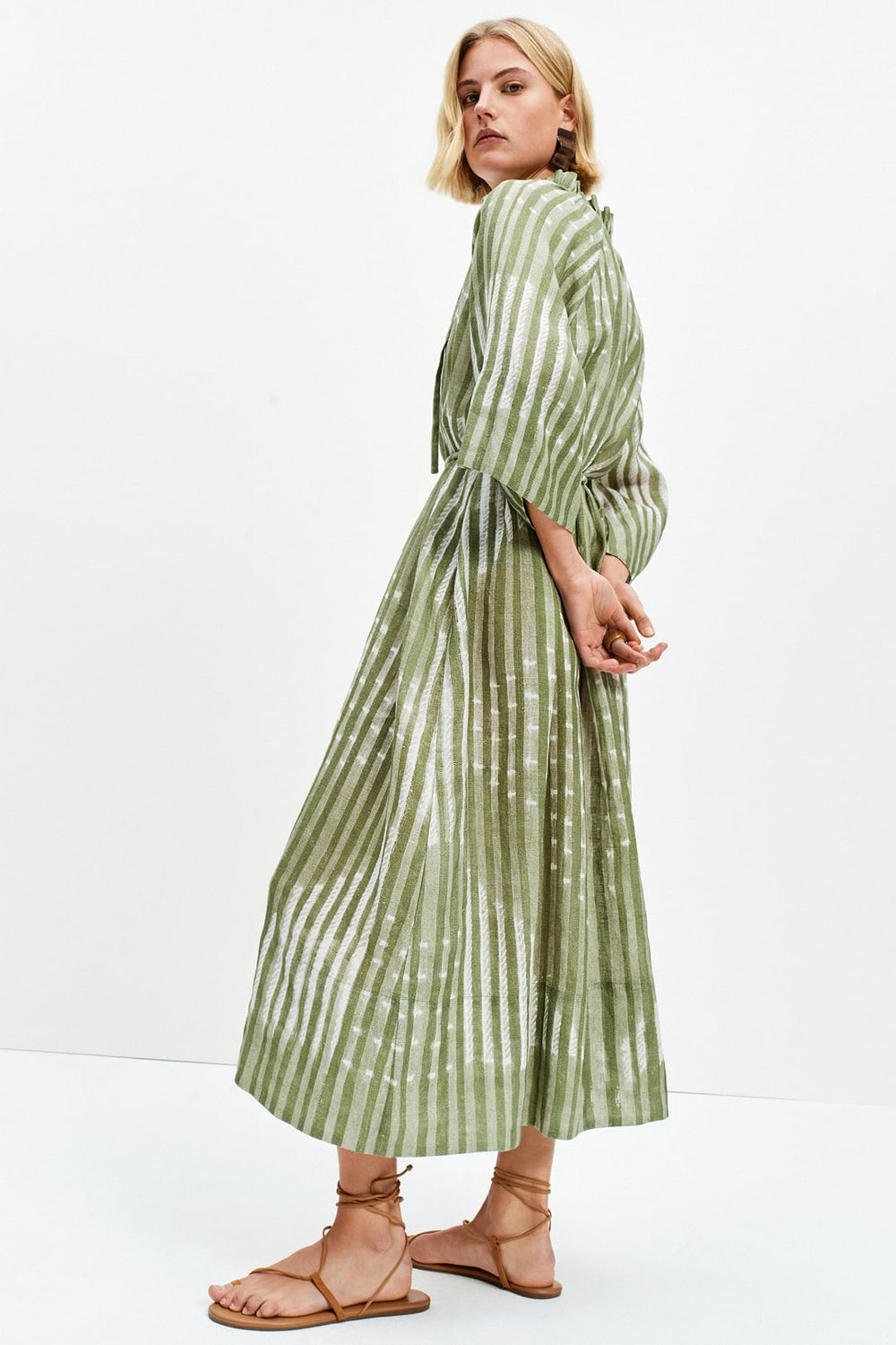 The Keeper Dress | Linen Midi Dress with Tie Waist | Wiggy Kit