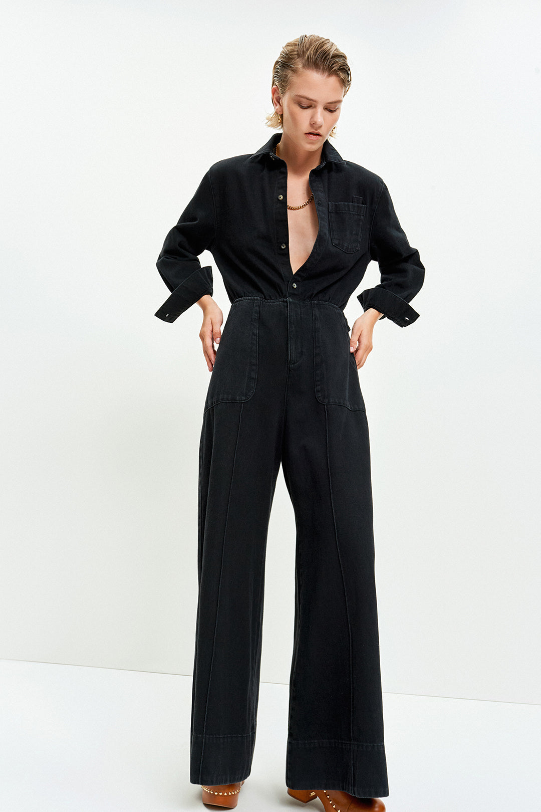 The Leo Jumpsuit (Charcoal Denim)