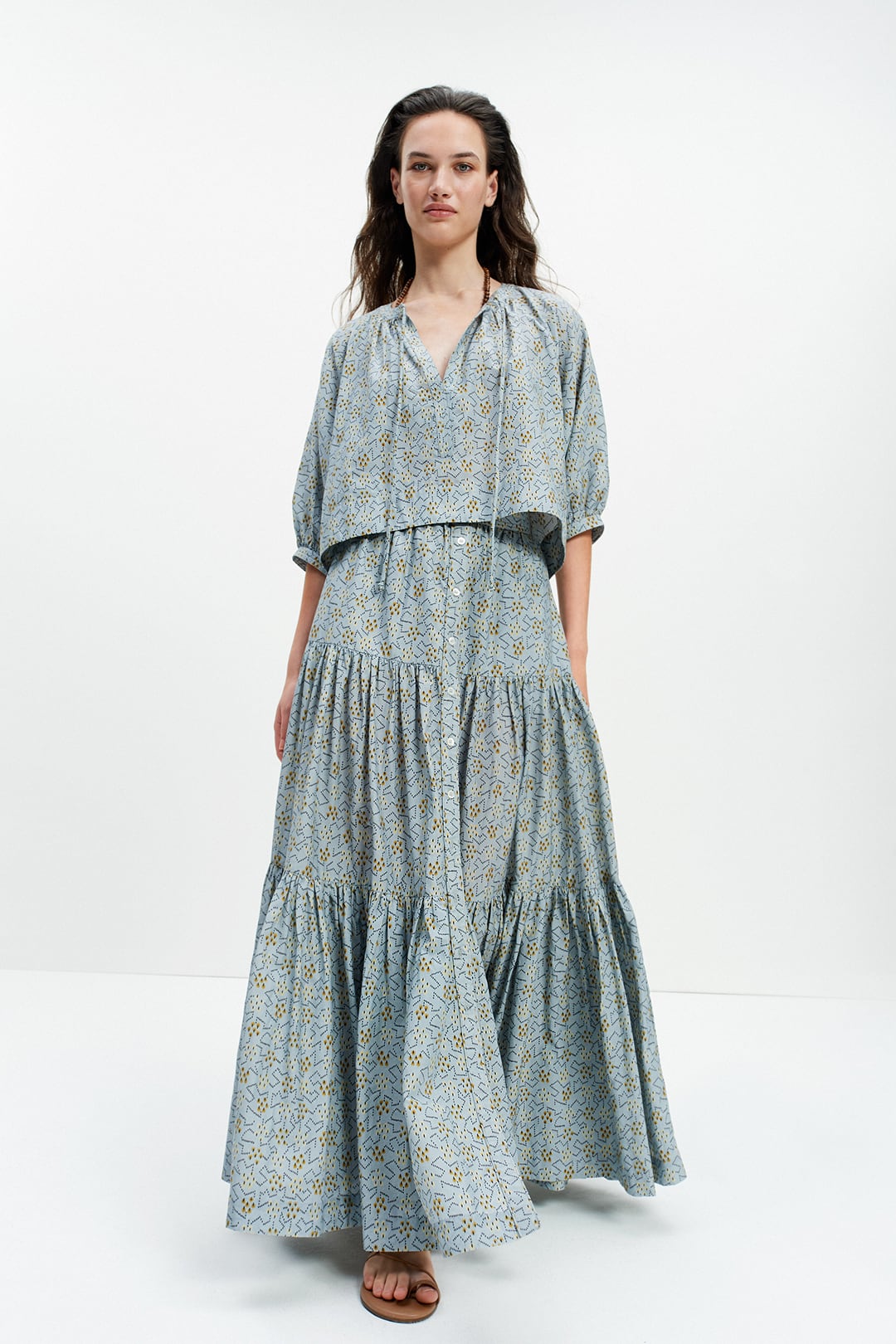 Peasant Skirt (Blue Bodhi Print)