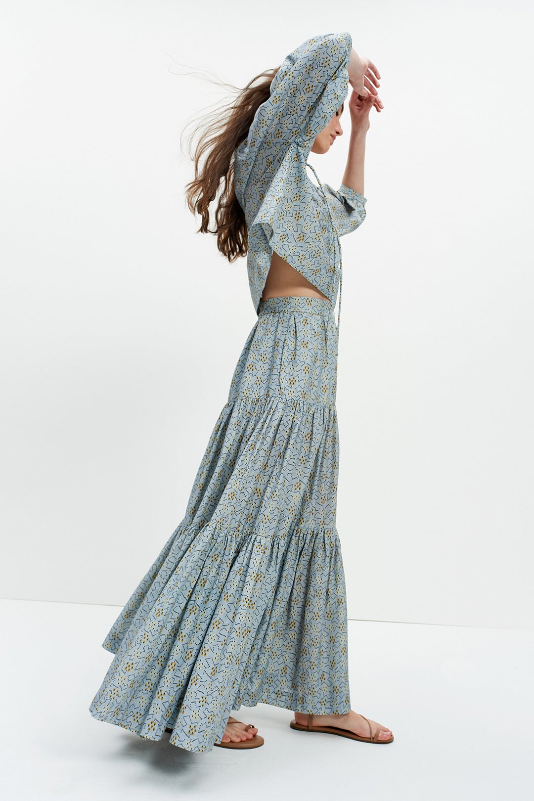 Peasant Skirt (Blue Bodhi Print)