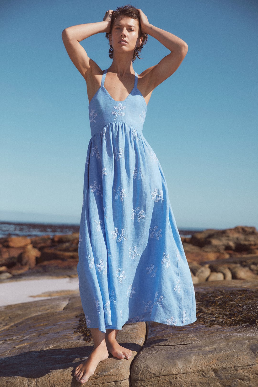 navy linen maxi dress Laura Maxi Dress