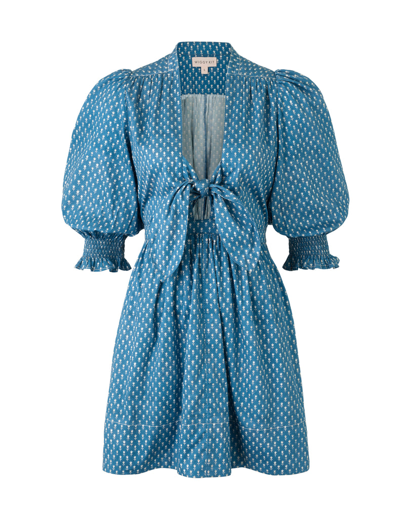 Wiggy Kit | Mini Bunny Dress | Product image of  blue patterned mini dress