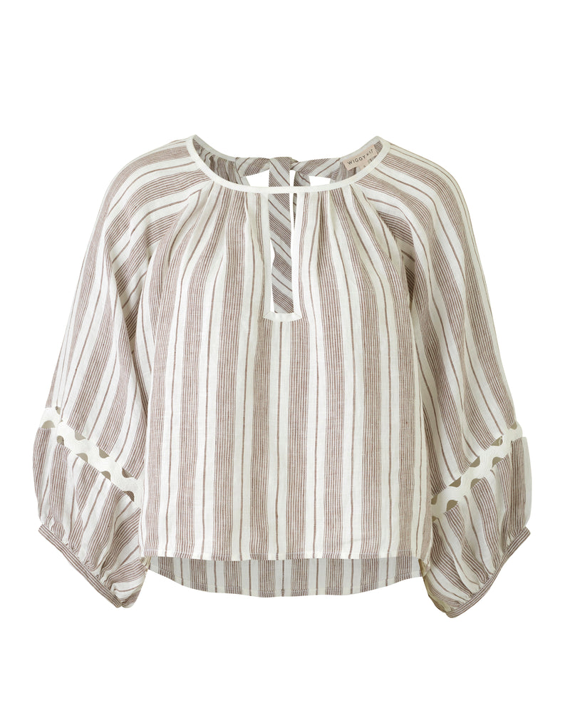 Wiggy Kit | Gaucho Top (Brown Stripe) | Product image of brown and white striped blouse