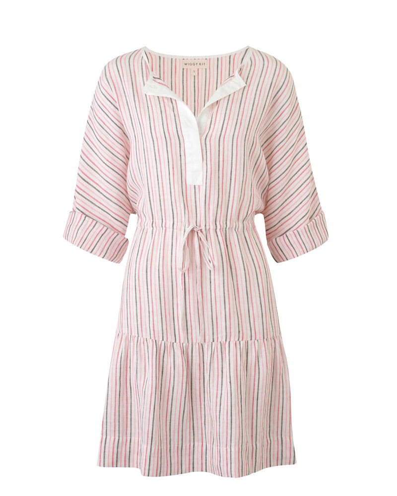 Wiggy Kit | Drawstring Dress (Pink Stripe) | Product image of pink stripe dress