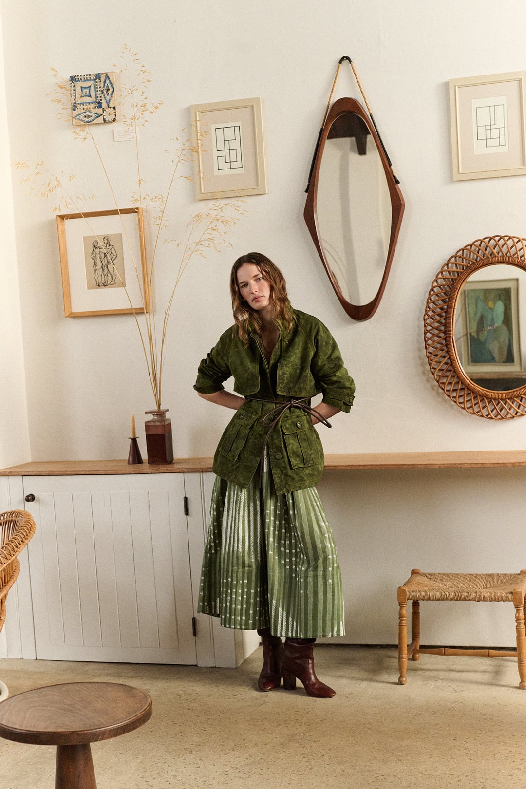 Friday Skirt (Sage Nigella Print)