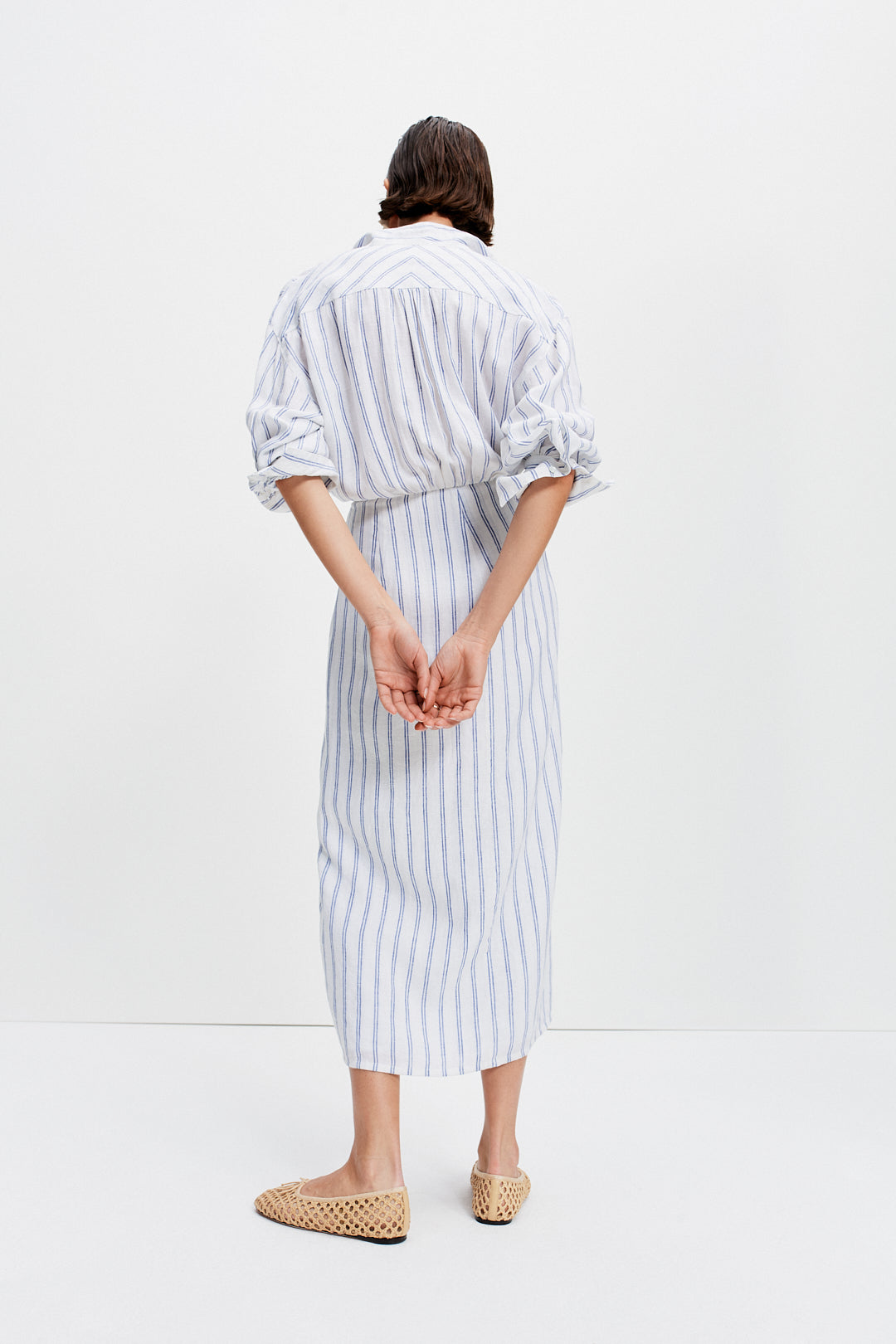 Sarong Shirt Dress (Blue Stripe)