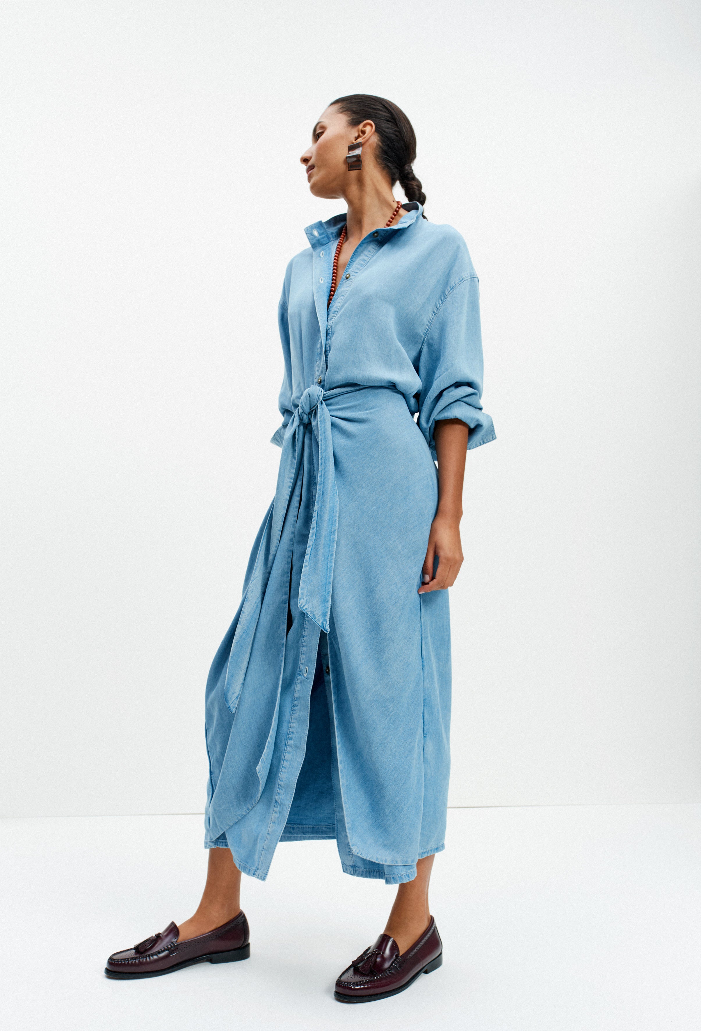 Sarong Shirt Dress (Blue Denim)