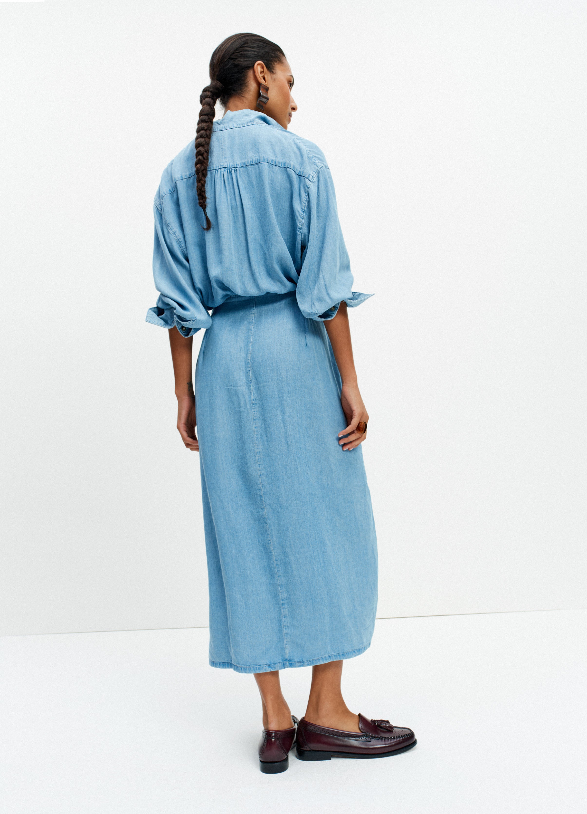 Sarong Shirt Dress (Blue Denim)