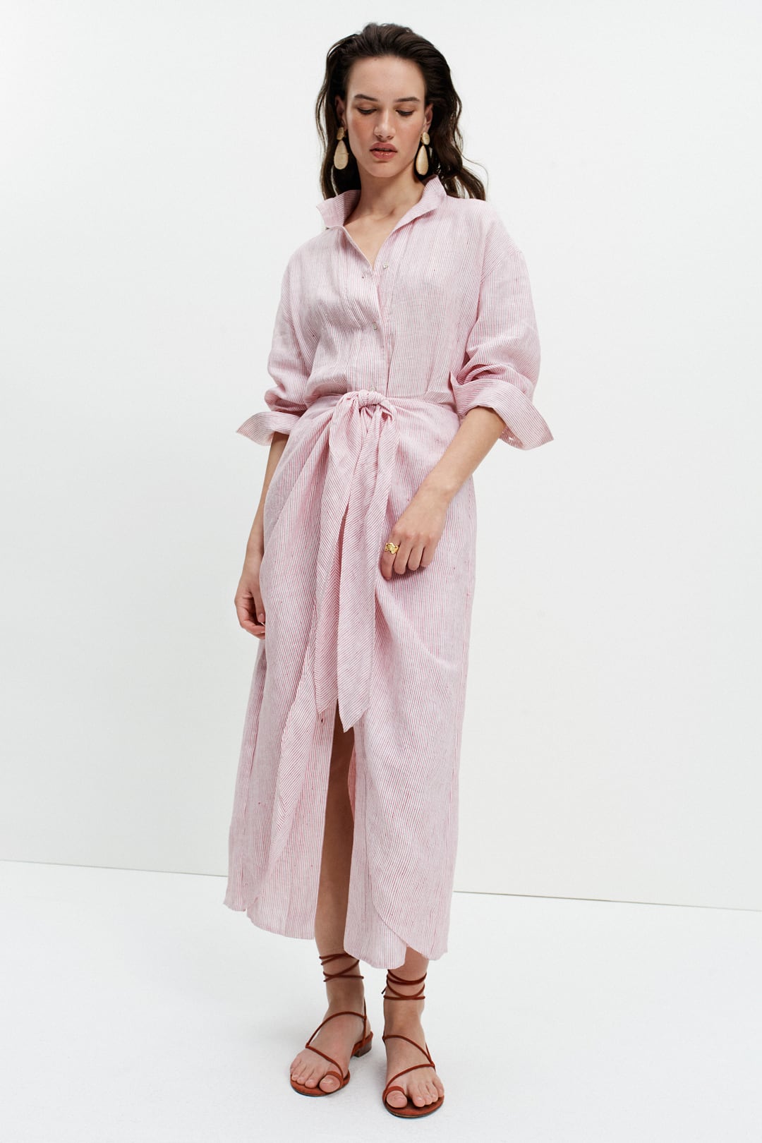 Sarong Shirt Dress (Red Stripe)