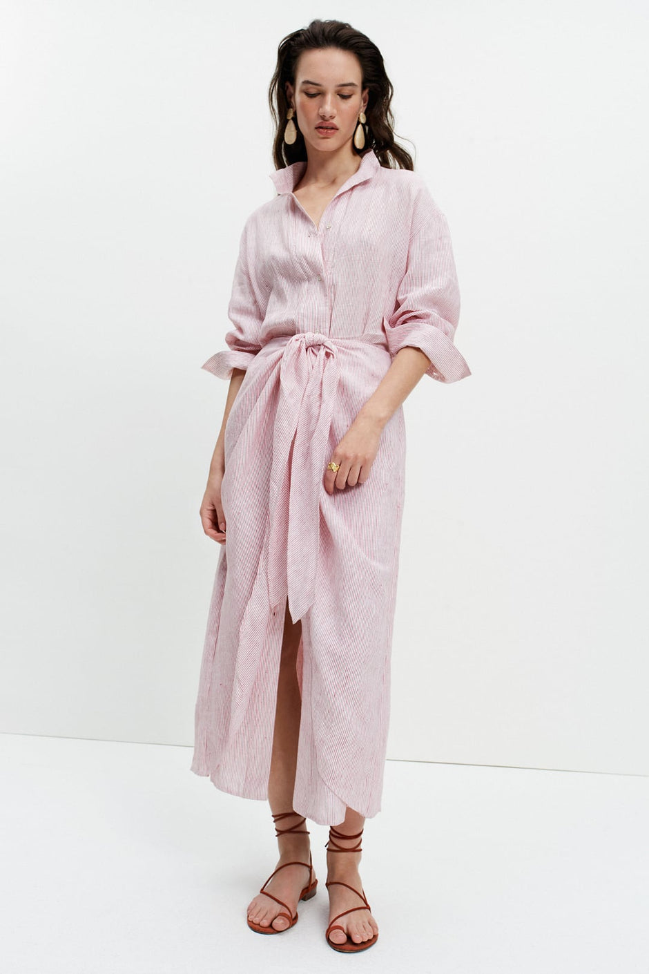 Sarong Shirt Dress (Red Stripe)