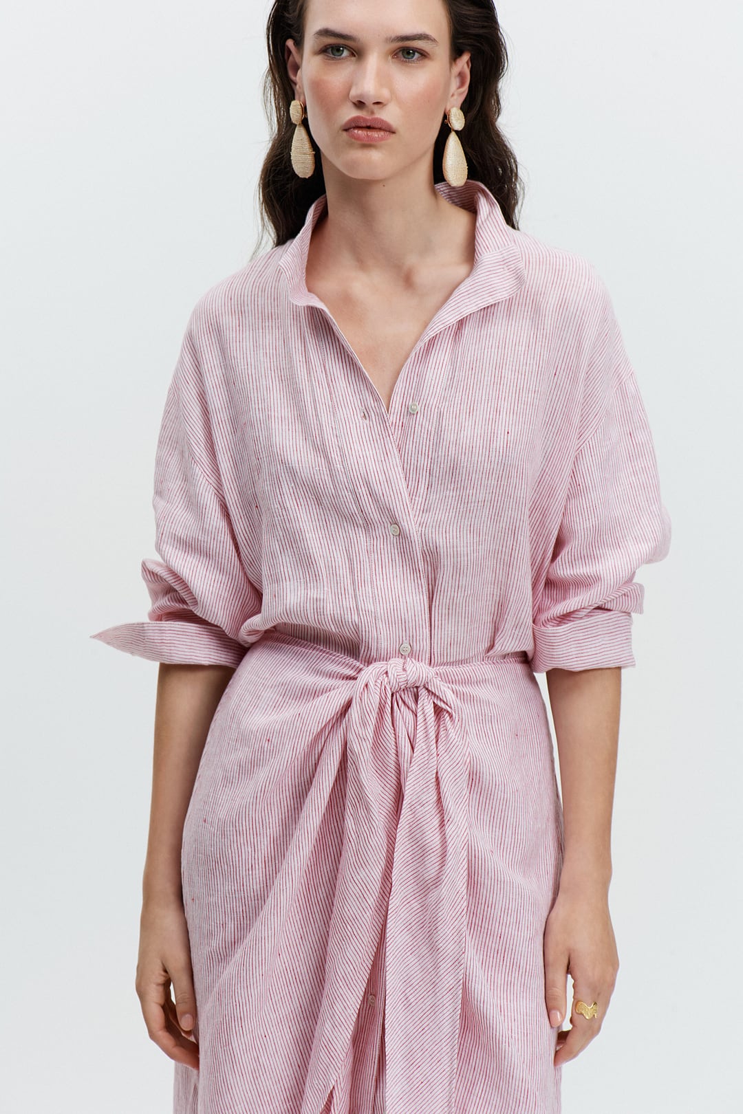 Sarong Shirt Dress (Red Stripe)