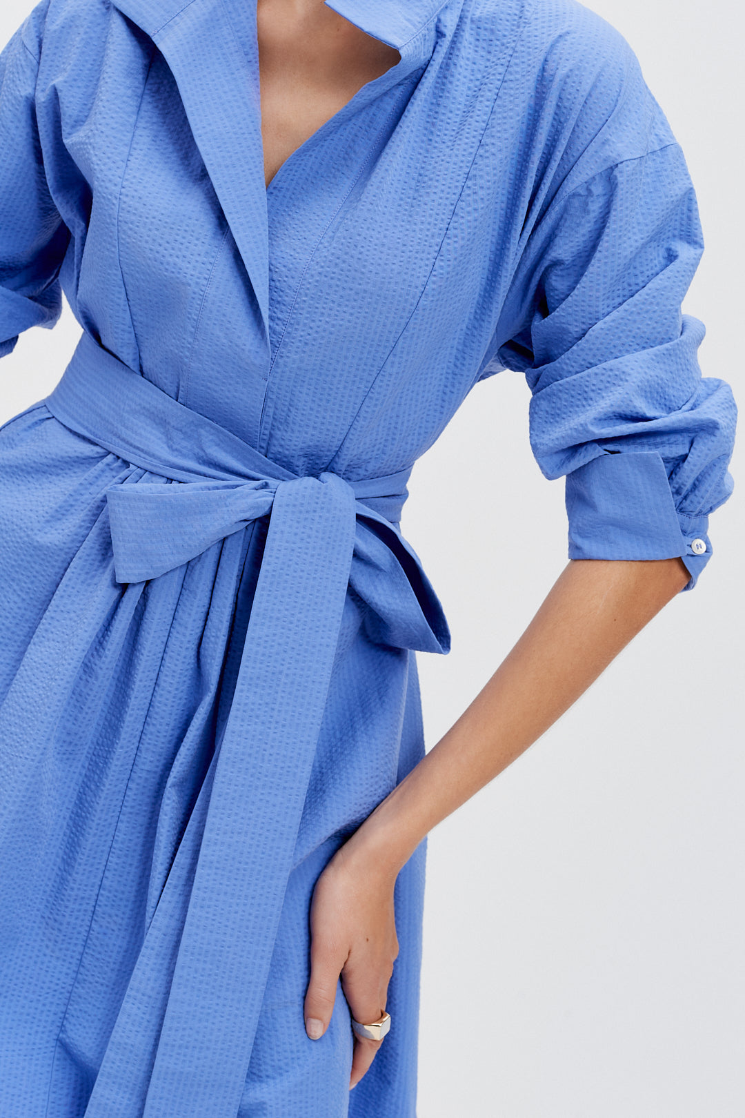 Topper Shirt Dress (Blue Seersucker)