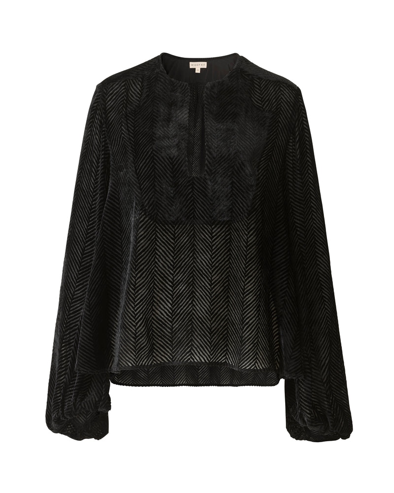 Wiggy Kit | Florence Shirt | Product Image of  Black Silk Long-Sleeve Shirt