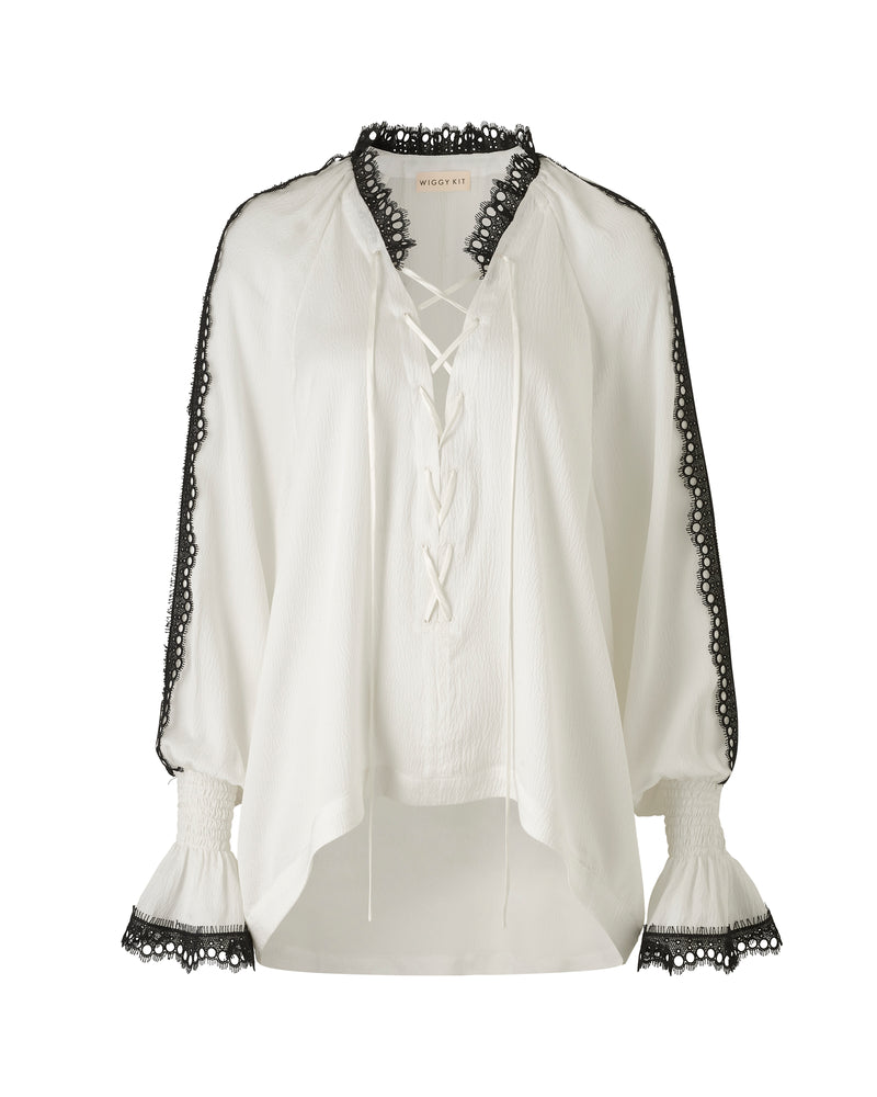 Wiggy Kit | Pirate Shirt in Ivory | Product Image of White Silk Shirt with Long-Sleeves