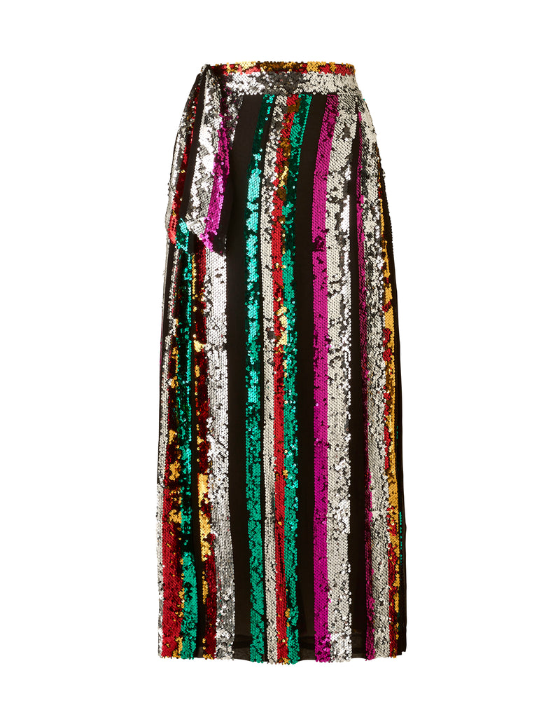 Wiggy Kit | Rainbow Sequin Wrap Skirt | Product Image of  Rainbow Long Sequin Skirt