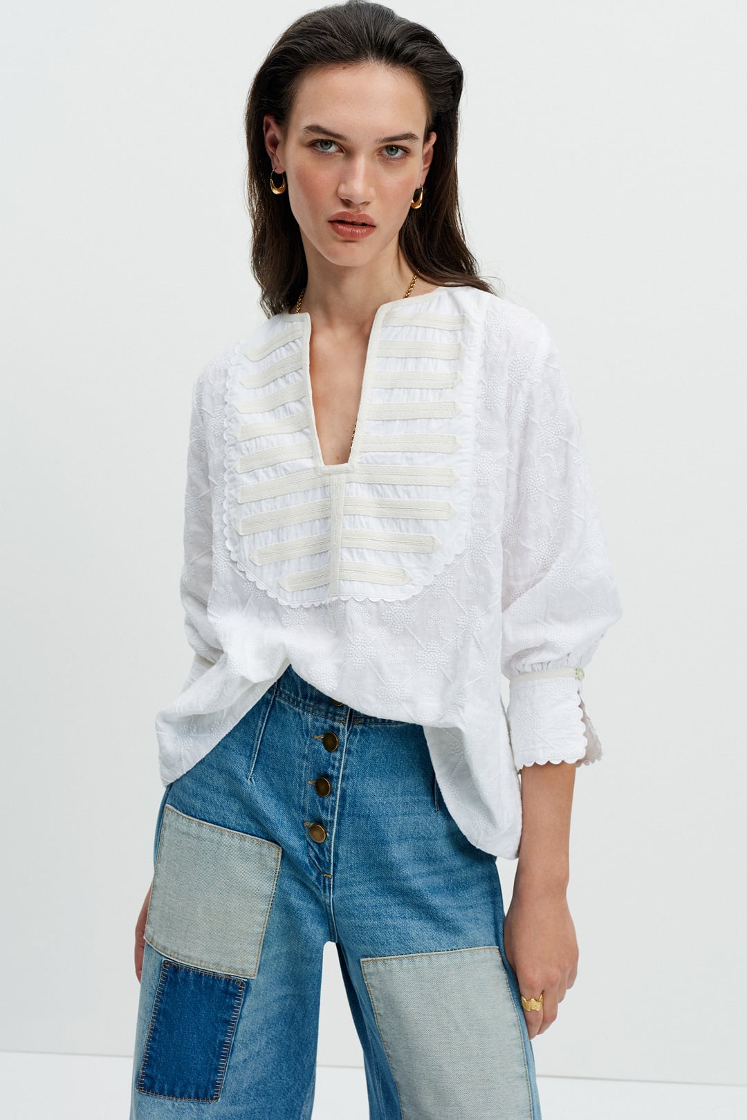 Bib Shirt (White Embroidery)