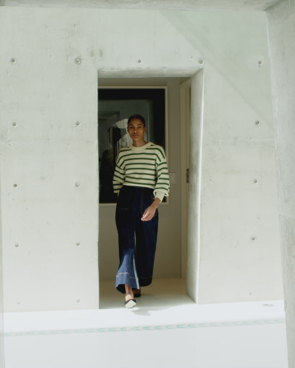 Wiggy Kit | Boardwalk Crew | Video of model wearing white and green striped knit sweater