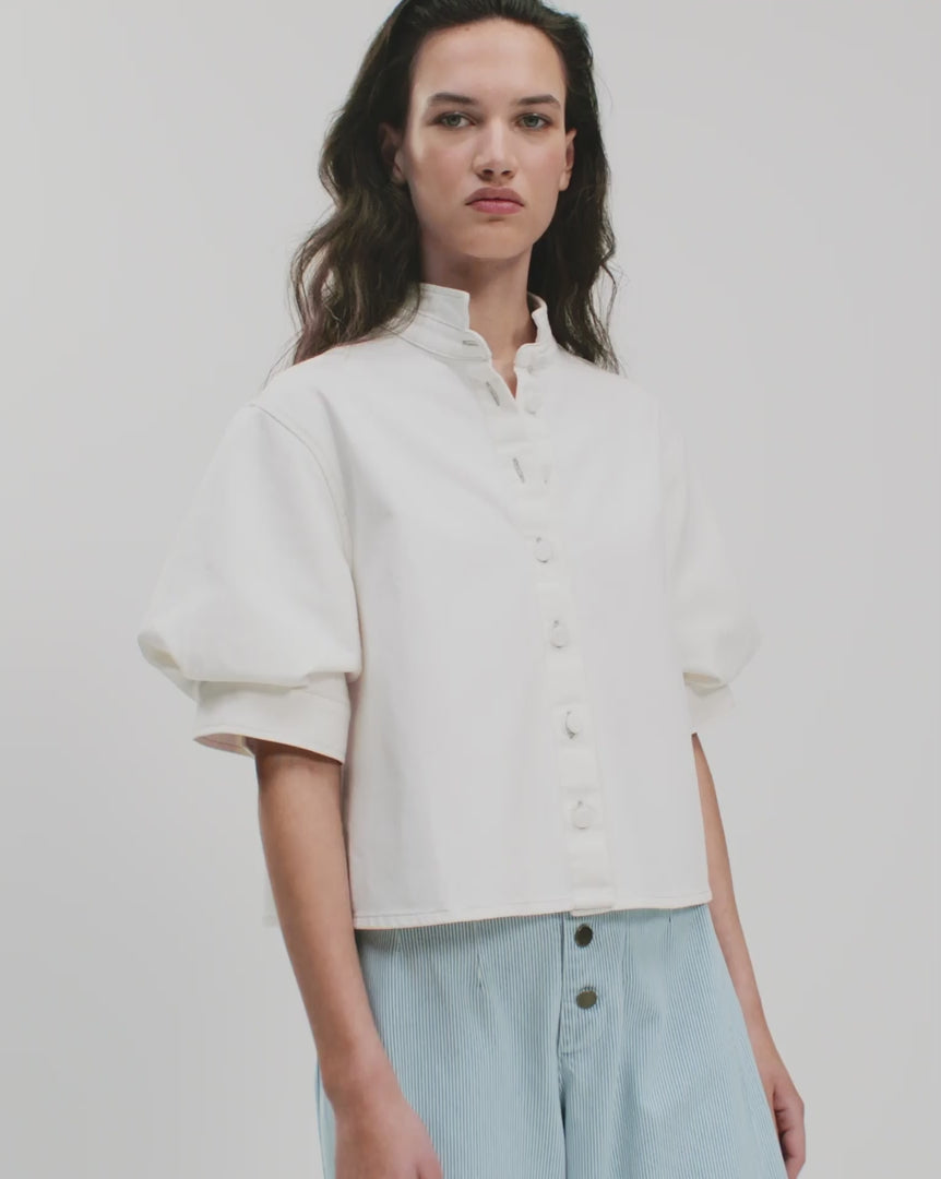 The Teo Top | Denim Puff Sleeve Blouse | Wiggy Kit