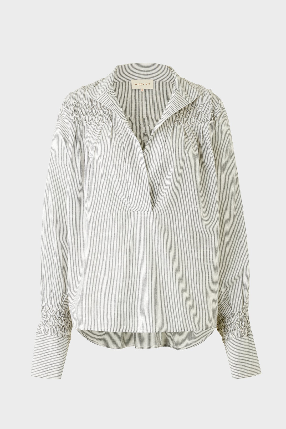 Smocked Shirt (Grey Stripe)