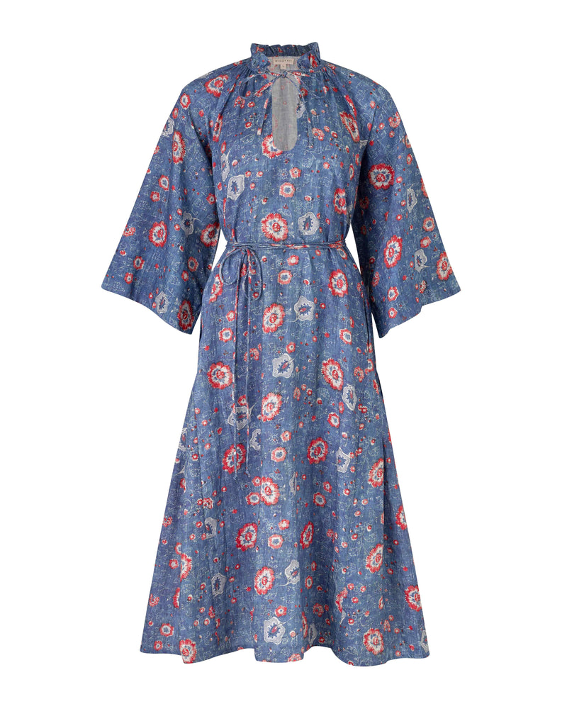 Wiggy Kit | Keeper Dress in Blue Floral Print | Product Image, White Background